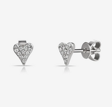 Load image into Gallery viewer, 14k Gold Pave Diamond Petite Heart Stud Earrings (I9940)
