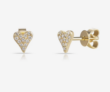 Load image into Gallery viewer, 14k Gold Pave Diamond Petite Heart Stud Earrings (I9940)
