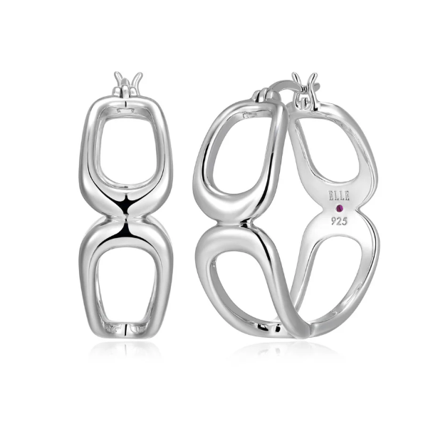 ELLE Gold Plated Sterling Silver Link Hoop Earrings (SI8184)