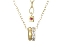 Load image into Gallery viewer, ELLE Gold Plated Sterling Silver High Polish &amp; CZ Rondelle Necklace (SI8180)
