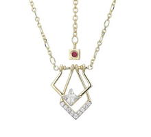 Load image into Gallery viewer, ELLE Gold Plated Sterling Silver CZ Art Deco Geometric Necklace (SI8154)
