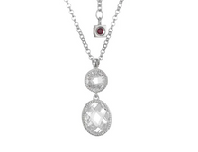 Load image into Gallery viewer, ELLE Rhodium Plated Sterling Silver Multi-Shape Faceted CZ Drop Necklace (SI8174)

