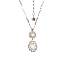 Load image into Gallery viewer, ELLE Two Tone Rhodium Plated Sterling Silver Multi-Shape Faceted CZ Drop Necklace (SI8181)

