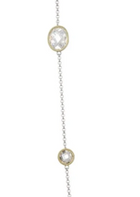 Load image into Gallery viewer, ELLE Two Tone Rhodium Plated Sterling Silver Faceted CZ Station Necklace (SI8177)
