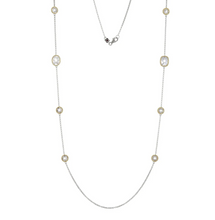 Load image into Gallery viewer, ELLE Two Tone Rhodium Plated Sterling Silver Faceted CZ Station Necklace (SI8177)

