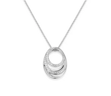 Load image into Gallery viewer, ELLE Rhodium Plated Sterling Silver Multi CZ Circle Necklace (SI8346)
