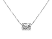 Load image into Gallery viewer, ELLE Rhodium Plated Sterling Silver CZ Swirl Rondelle Necklace (SI8351)
