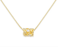 Load image into Gallery viewer, ELLE Gold Plated Sterling Silver CZ Swirl Rondelle Necklace (SI8468)
