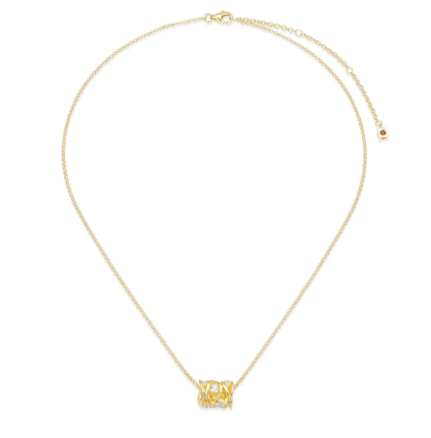 ELLE Gold Plated Sterling Silver CZ Swirl Rondelle Necklace (SI8468)