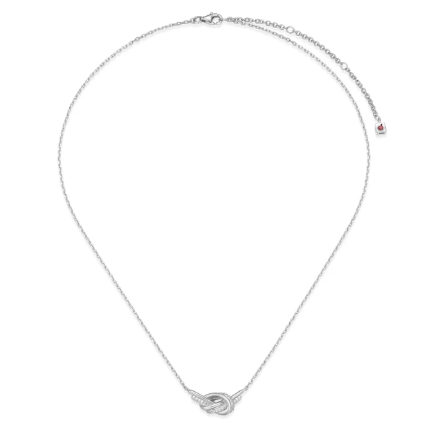 ELLE Rhodium Plated Sterling Silver CZ Unity Knot Necklace (SI8334)
