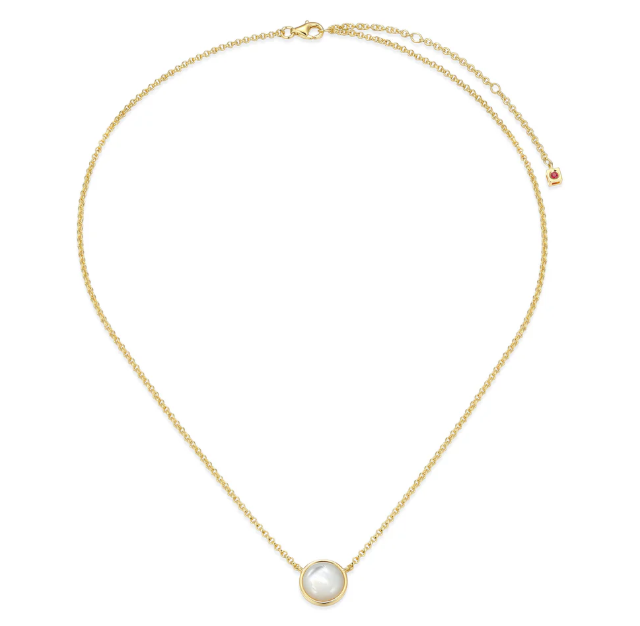 ELLE Gold Plated Sterling Silver Mother of Pearl Button Necklace (SI8336)