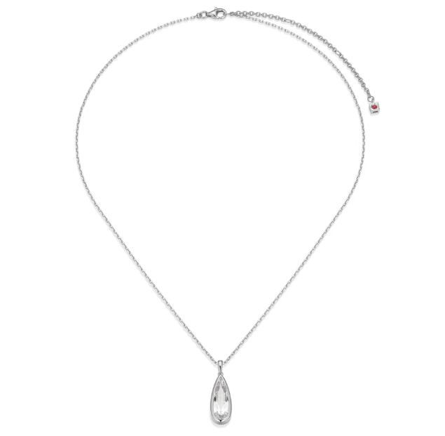 ELLE Rhodium Plated Sterling Silver Faceted CZ Teardrop Necklace (SI8340)
