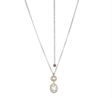 Load image into Gallery viewer, ELLE Two Tone Rhodium Plated Sterling Silver Multi-Shape Faceted CZ Drop Necklace (SI8181)
