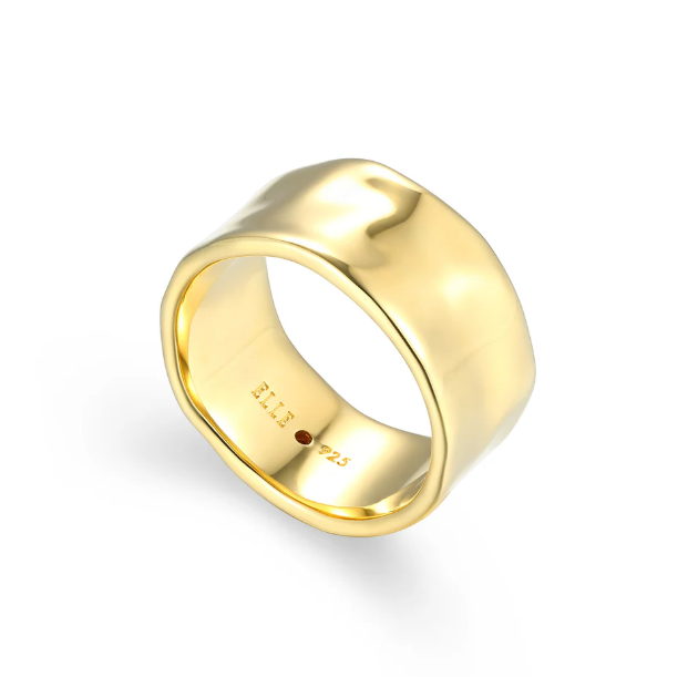 ELLE Gold Plated Sterling Silver Celeste Modern Wide Ring