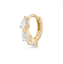 Load image into Gallery viewer, SBJ Earscapes - 14k Yellow Gold Triple Pear Lab Grown Diamond *Single* Huggie Earring

