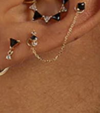 Load image into Gallery viewer, Earscapes - 14k Yellow Gold Dual Piercing Chain *Single* Earring Charm (I9222)
