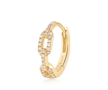 Load image into Gallery viewer, Earscapes - 14k Yellow Gold Lab-Grown Diamond Chain Link Huggie Hoop *Single* Earring (I9233)
