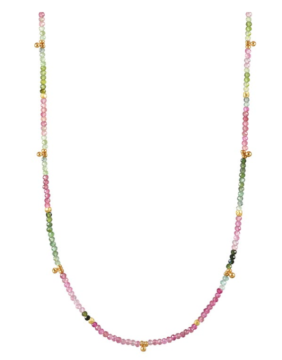 AVF Gold Multi-Colored Tourmaline Beaded Necklace (SI6784)