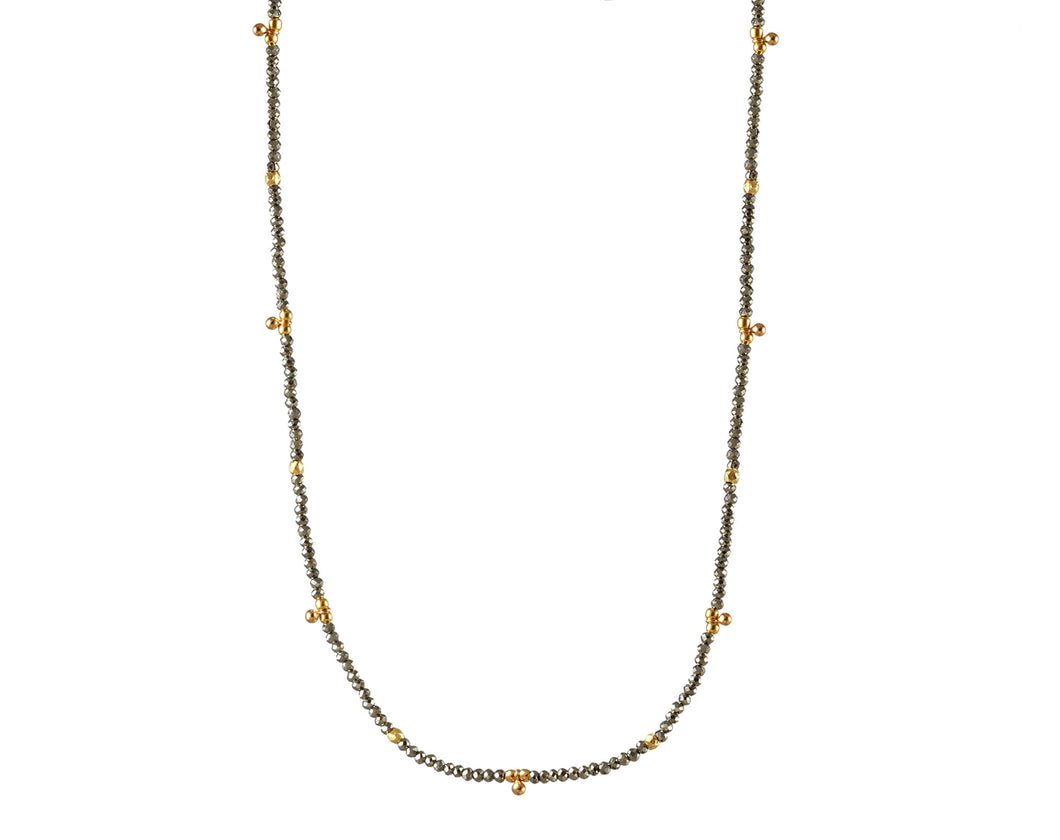 AVF Pyrite Beaded Tiny Gold Charms Necklace (SI6942)