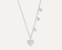 Load image into Gallery viewer, Ella Stein Gold or Silver Asymmetrical Pave Heart &amp; Dangle Necklace
