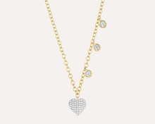 Load image into Gallery viewer, Ella Stein Gold or Silver Asymmetrical Pave Heart &amp; Dangle Necklace
