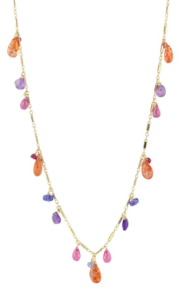 AVF Gold Sunstone, Tanzanite, Sapphire, Tourmaline & Amethyst Necklace (SI6710)