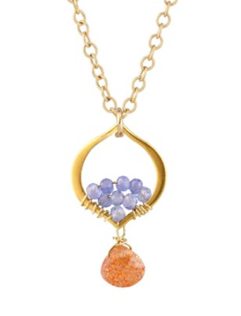 AVF Gold Arabesque Sunstone & Tanzanite Necklace (SI6709)