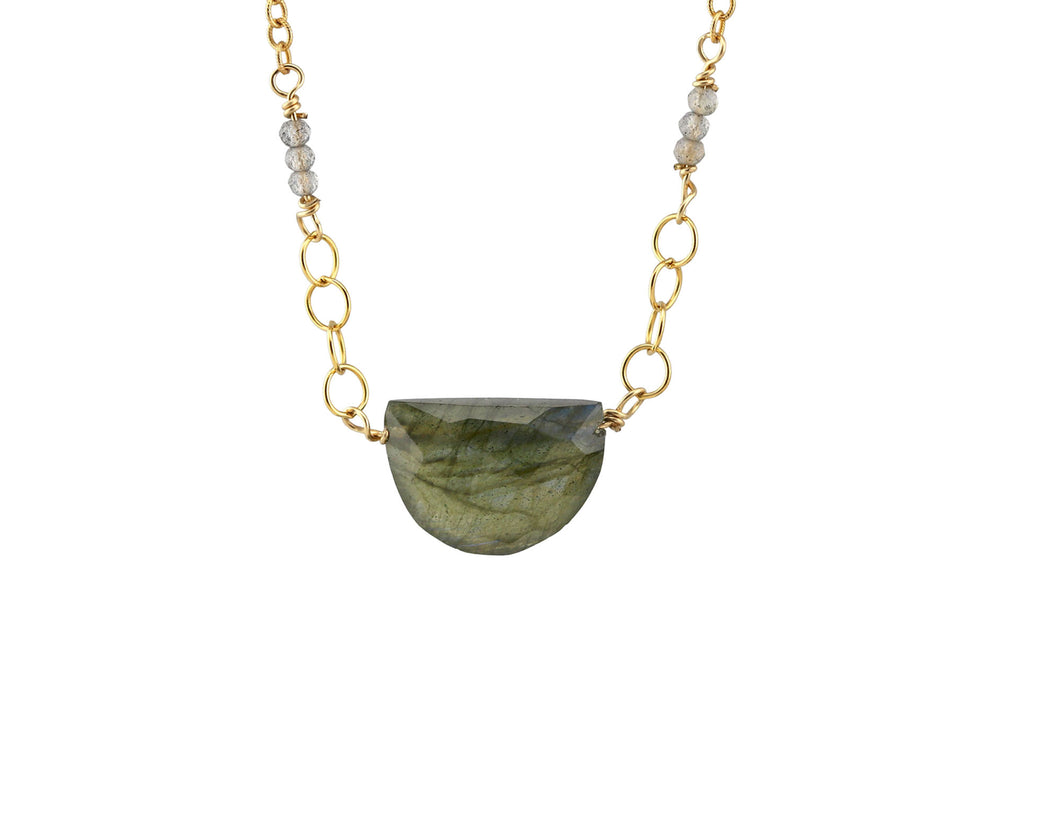 AVF Gold Half-Moon Faceted Labradorite Necklace (SI7014)