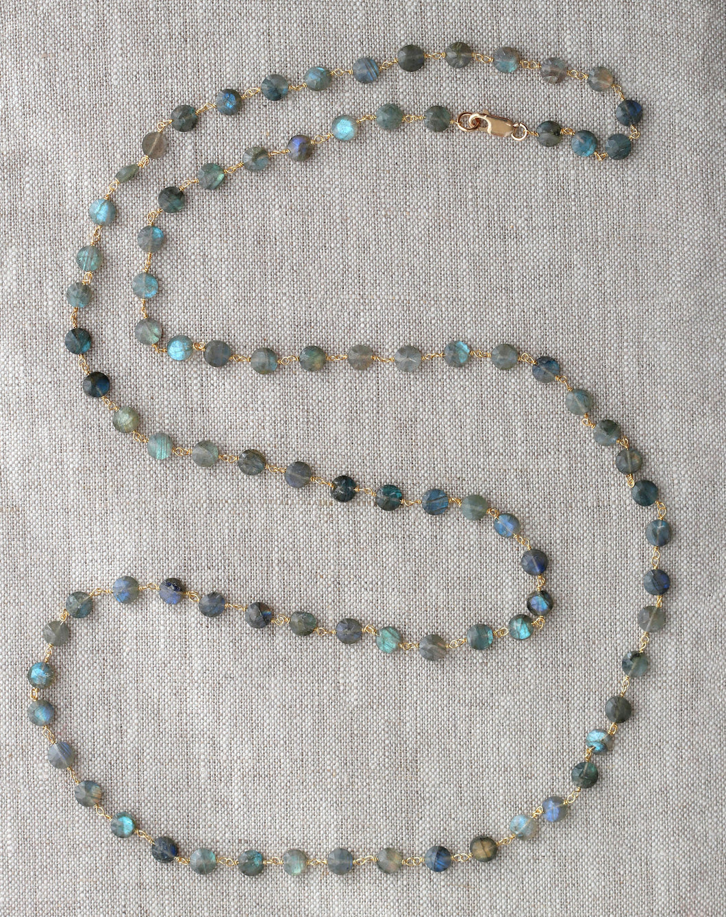 AVF Gold Labradorite Coin Long Necklace (SI7986)