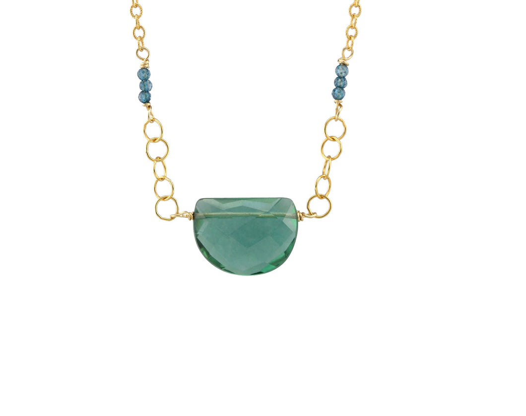 AVF Gold Half Moon Green Quartz Necklace (SI7987)