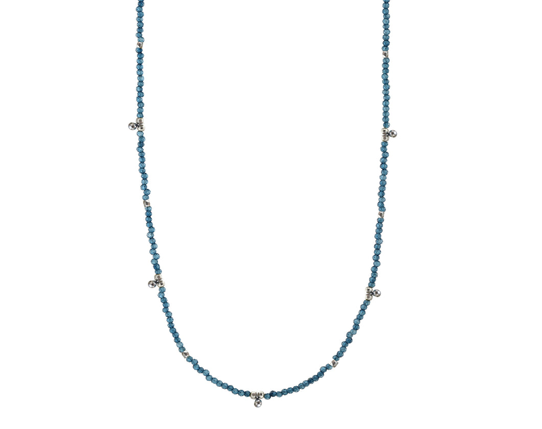 AVF London Blue Quartz & Tiny Silver Ball Charm Beaded Necklace (SI7990)