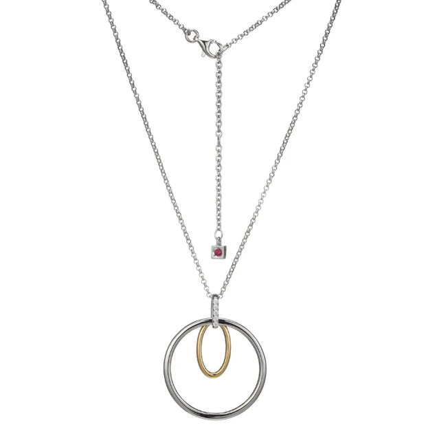 ELLE Two Tone Rhodium Plated Sterling Silver Geometric Necklace (SI8338)