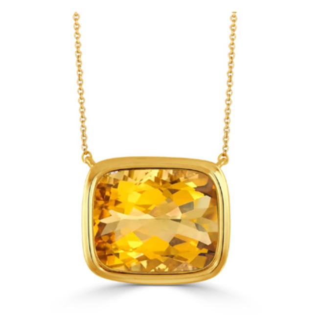 18k Yellow Gold Faceted Citrine Necklace (I9568)