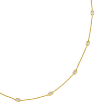 Load image into Gallery viewer, 14k Yellow Gold Bezel Set Emerald Cut Diamond Station Necklace (I9990)
