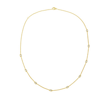 Load image into Gallery viewer, 14k Yellow Gold Bezel Set Emerald Cut Diamond Station Necklace (I9990)
