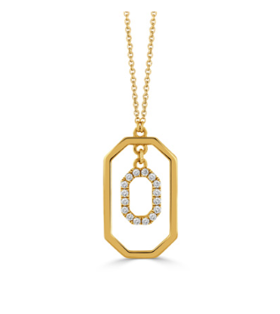 18k Yellow Gold Fibonacci Diamond Geometric Dangle Necklace (I7494)