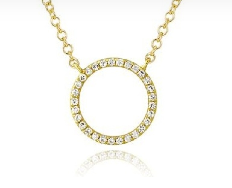 14k Yellow Gold Diamond Circle Necklace (I9605)