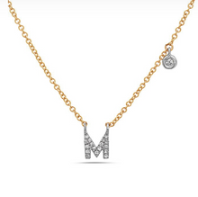 Load image into Gallery viewer, 14k Yellow Gold Diamond Initial &amp; Bezel Dangle Necklace (Various Letters Available)
