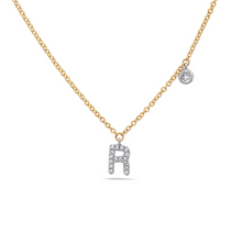 Load image into Gallery viewer, 14k Yellow Gold Diamond Initial &amp; Bezel Dangle Necklace (Various Letters Available)
