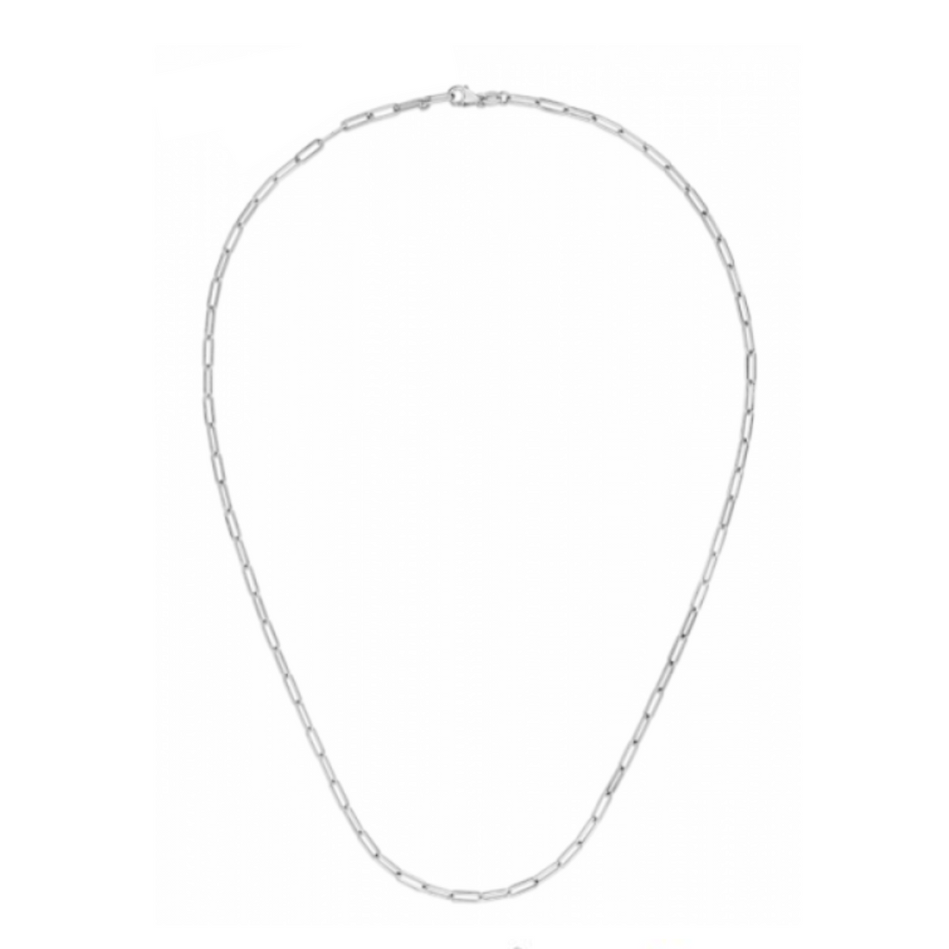 14k White Gold Paperclip Chain