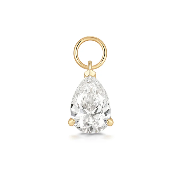 Earscapes - 14k Yellow Gold Pear Shaped Lab-Grown Diamond *Single* Earring Charm (I9242)