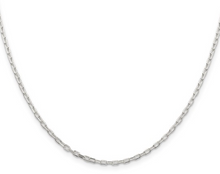 Load image into Gallery viewer, Sterling Silver Rhodium Plated 2.2mm Diamond Cut Long Link Cable Chain 18&quot; (SI7811)
