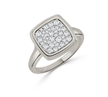 18k White Gold Pave Diamond Square Ring (I9571)