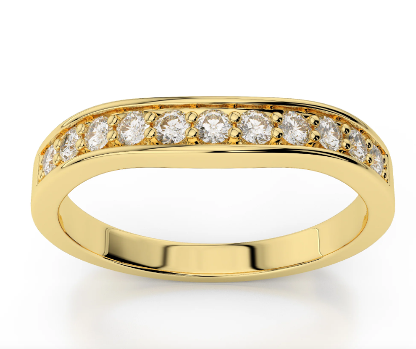 14k Yellow Gold Curved Diamond Band (I9787)