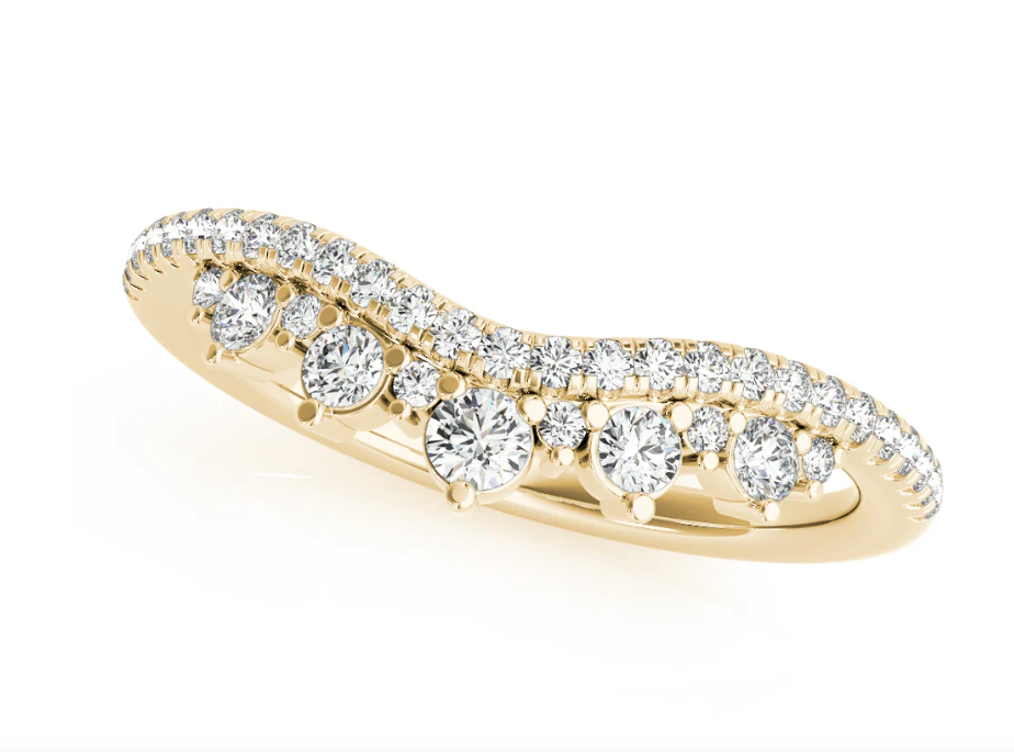 14k Yellow Gold Diamond Fancy Chevron Ring (I9587)
