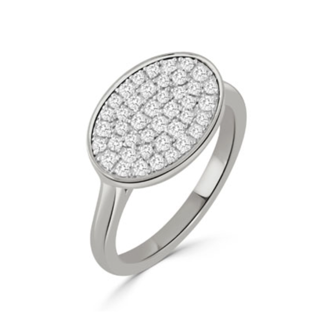 18k White Gold Pave Diamond Oval Ring (I9021)