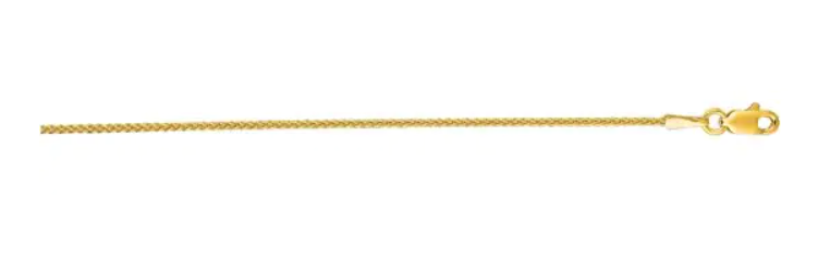 14k Yellow Gold 1.2mm Round Wheat Chain 16