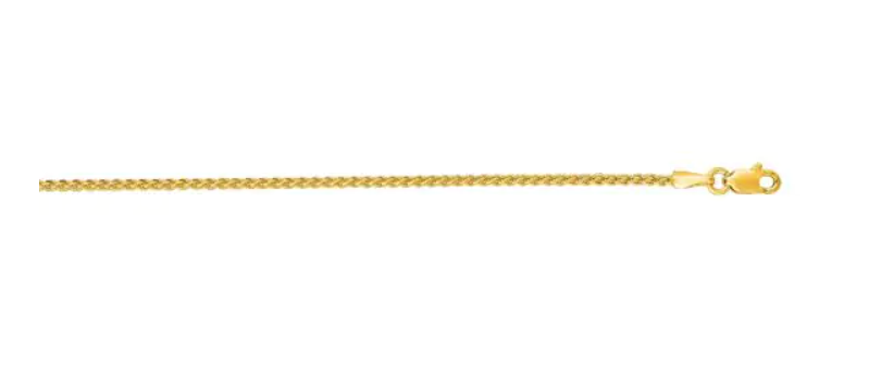 14k Yellow Gold 1.5mm Round Wheat Chain