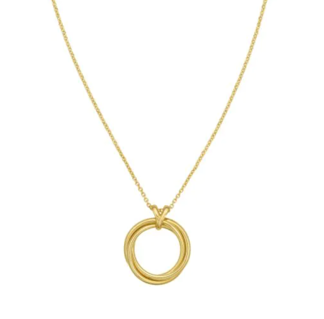 14k Yellow Gold Interlocking Trinity Necklace (I7517)