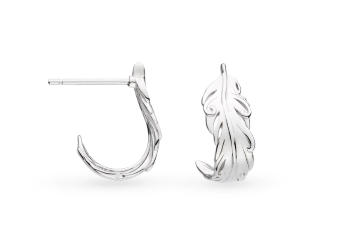 Kit Heath Sterling Silver Rhodium Plated Feather Wisp Hoop Earrings (SI7882)